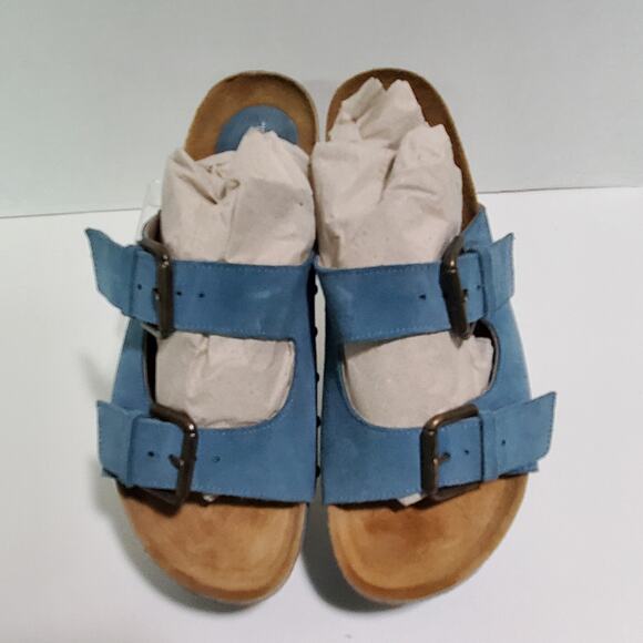 Free People Intentionally Blank Sandals Womens 9.5-10 EU 40 Blue Cork Flatform - Picture 3 of 16